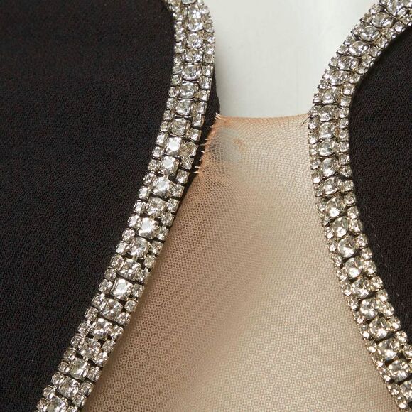 Self-Portrait Black Stud Embellished Crepe Off-Shoulder Top S - Picture 3 of 7